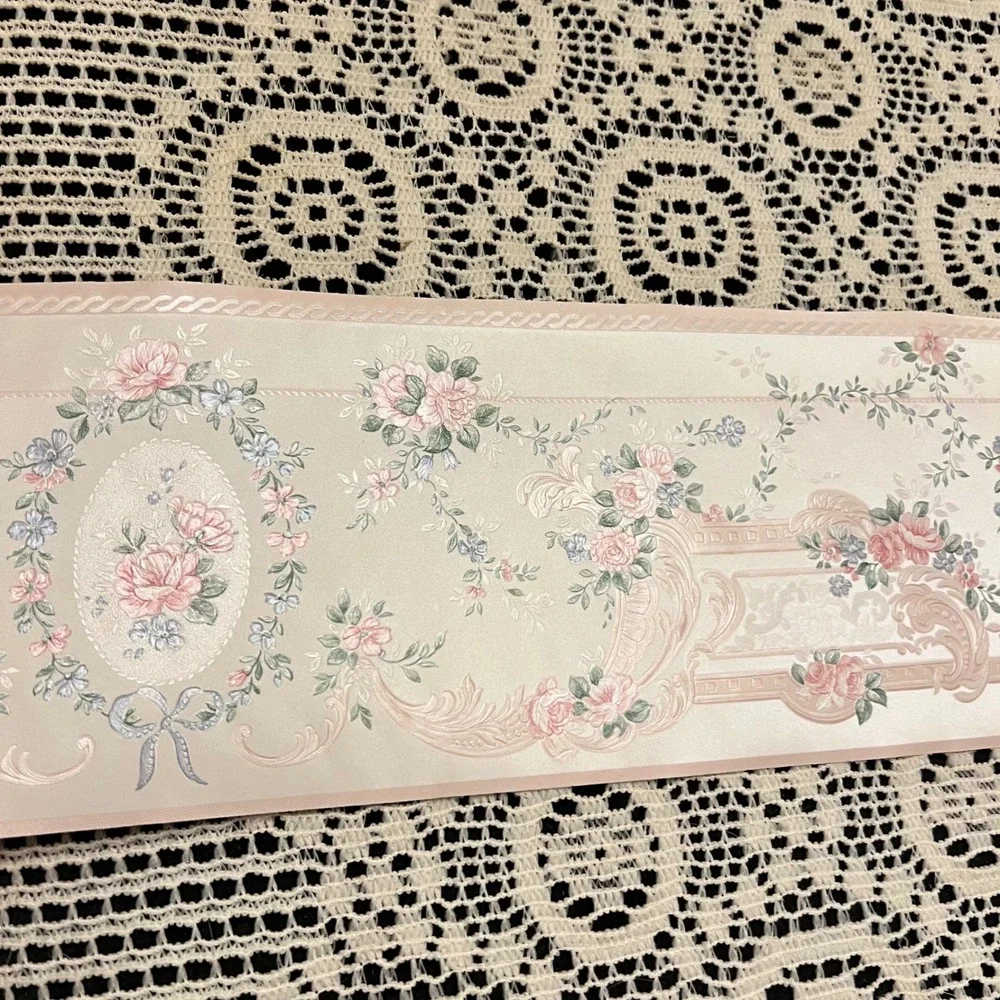 Vintage Shabby Chic Wallpapoer Border Pink Rose | 1 Full Roll | Cottagecore